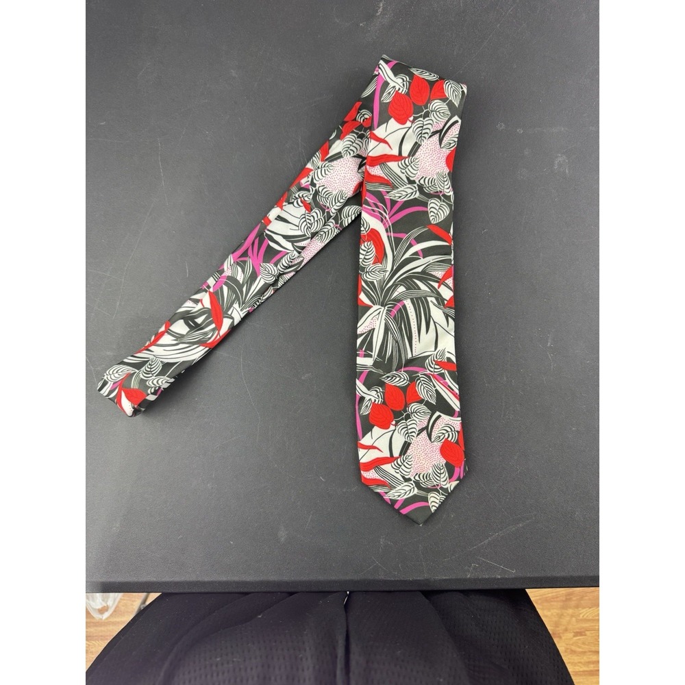 Hi Tie Floral Silk Tie Pink Black and Red